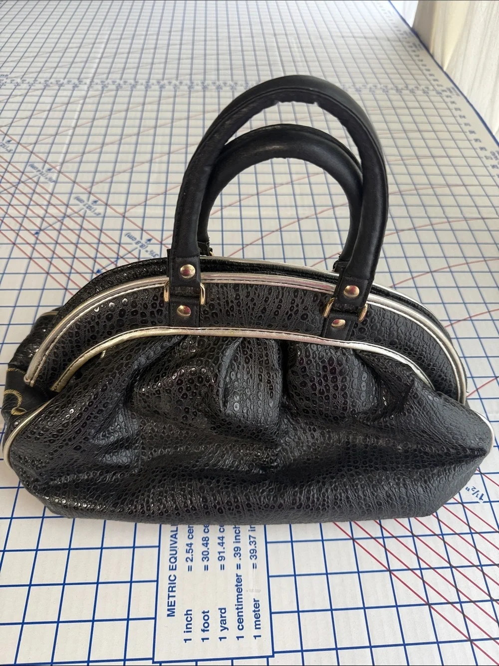 Vintage 90s NAS Bags Patchwork Maximalist Embossed Satchel Purse